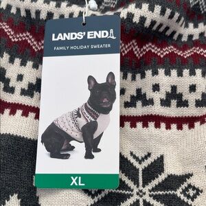 Lands' End Black and Cream Holiday Sweater XL Dog  NWT